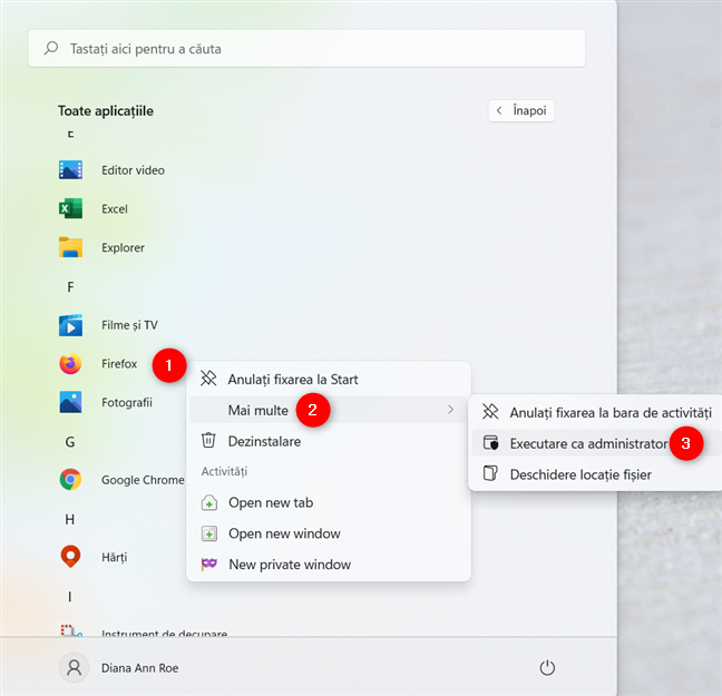 Alege Executare ca administrator din meniul contextual al scurtÄƒturii