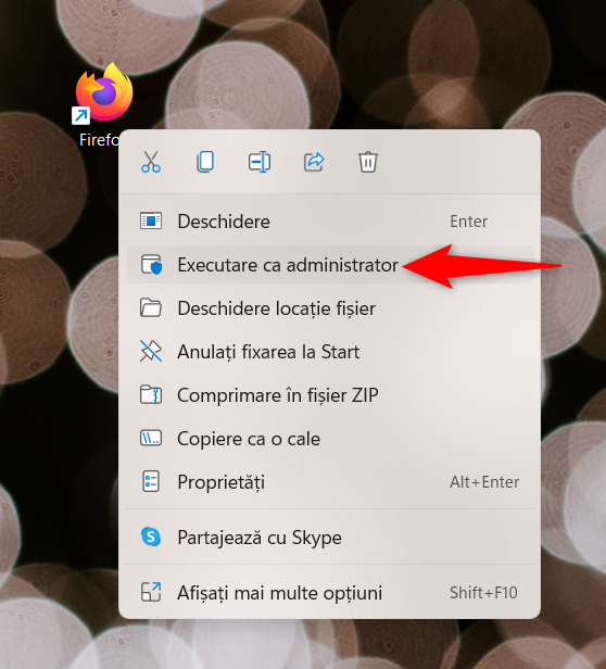 ApasÄƒ pe Executare ca administrator din meniul contextual