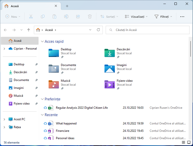 Noul File Explorer include file