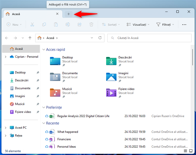 AdaugÄƒ o filÄƒ nouÄƒ Ã®n File Explorer