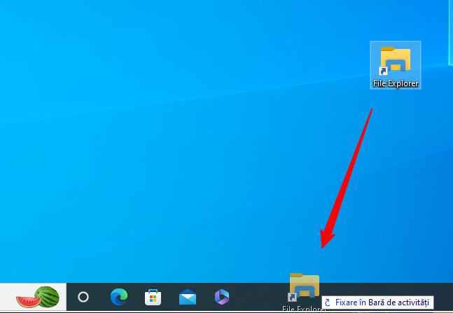 PlaseazÄƒ noua scurtÄƒturÄƒ File Explorer pe bara de activitÄƒÈ›i