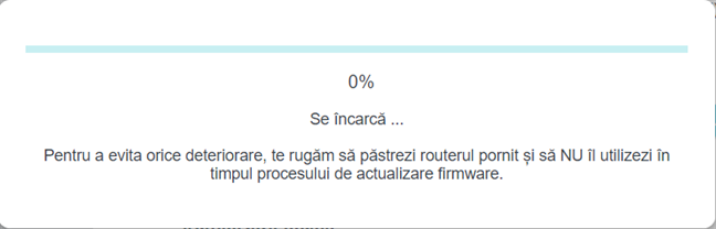 Progresul procedurii de upgrade de firmware