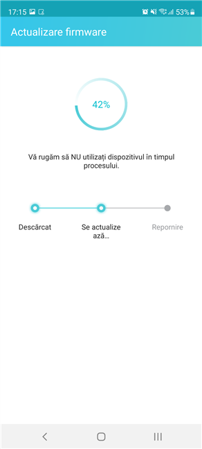 Progresul actualizÄƒrii de firmware