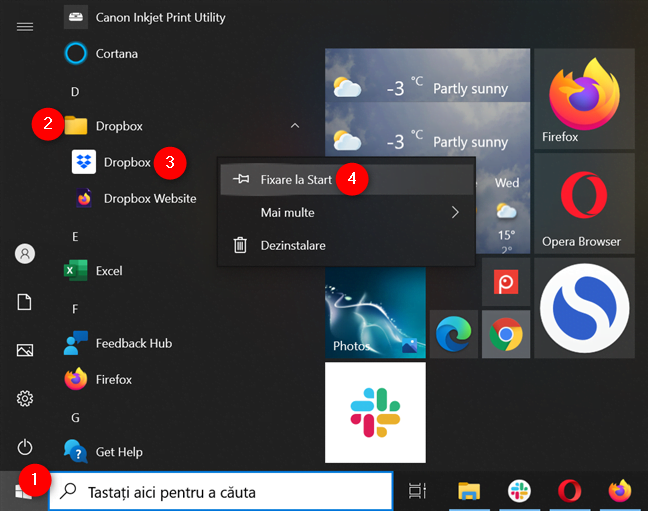 Deschide folderul unei aplicaÈ›ii pentru a fixa la Start Ã®n Windows 10