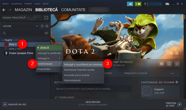 Adaugă pe desktop o scurtătură către jocul Steam pe care vrei să-l fixezi