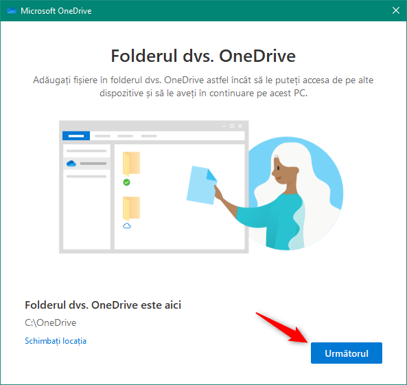 Locația folderului OneDrive a fost schimbată