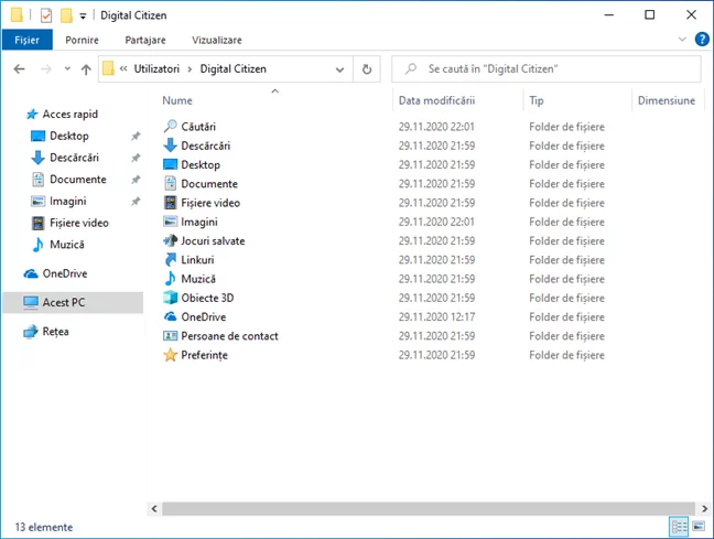 Foldere utilizator în Windows 10