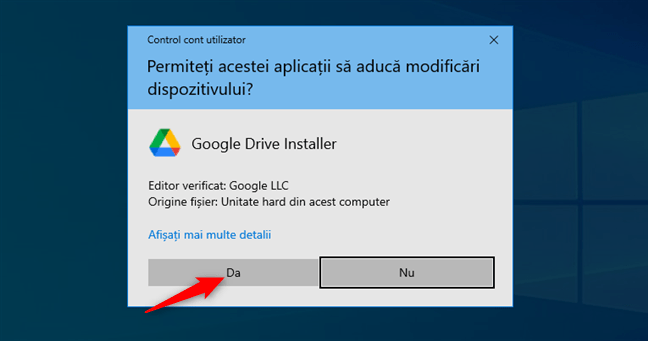 Aprobarea instalării Google Drive for desktop