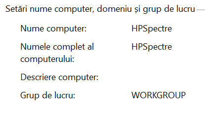 Fiecare PC cu Windows are un nume și un grup de lucru