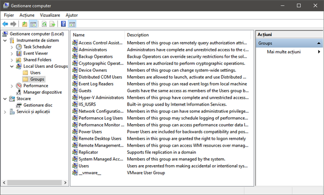 Local Users and Groups în Windows 10