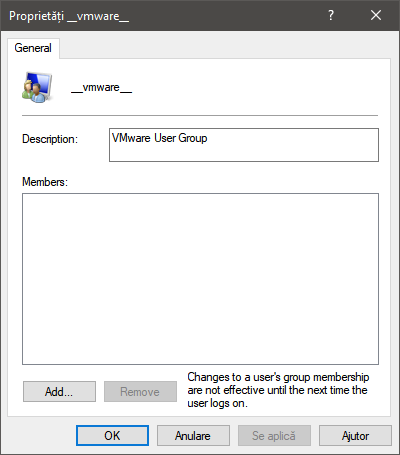 Grup de utilizatori __vmware__ user Ã®n Windows 10