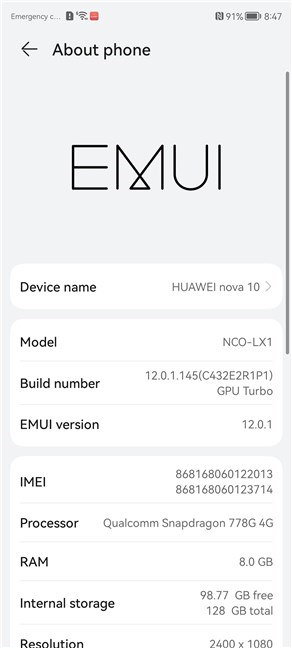 HUAWEI nova 10: Despre telefon