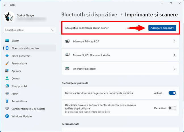 AdaugÄƒ o imprimantÄƒ sau un scaner pe un calculator cu Windows 11