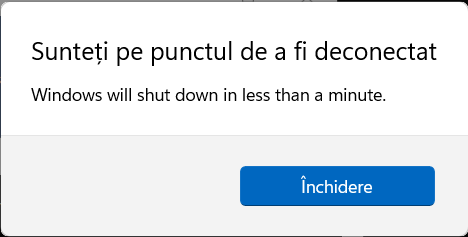 Windows 11 afișează o notificare înainte de a se închide