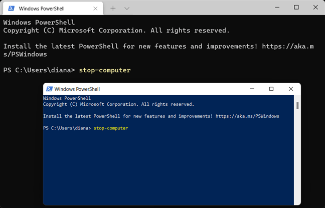 FoloseÈ™te comanda de Ã®nchidere Windows 11 pentru PowerShell È™i Windows Terminal