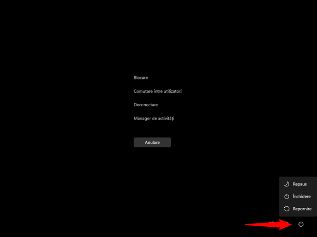 ÃŽnchide Windows 11 folosind ecranul Ctrl + Alt + Delete