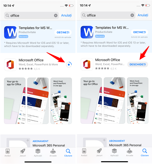 Instalarea unei aplicaÈ›ii Microsoft Office pe un iPhone
