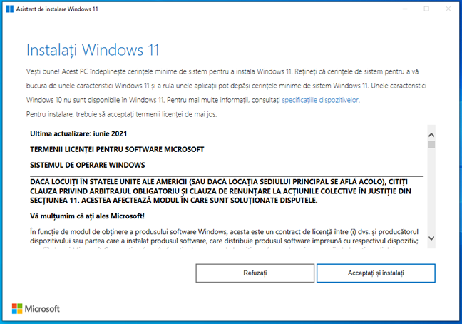 Actualizarea de la Windows 10 la Windows 11