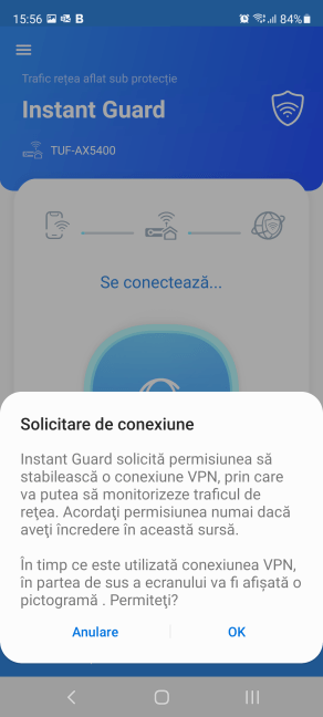 AprobÄƒ solicitarea de conexiune VPN