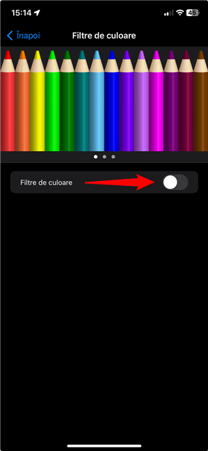 ActiveazÄ Filtrele de culoare pe iPhone
