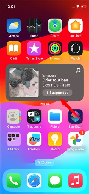 Pune pauzÄƒ la redarea muzicii Ã®n widgetul interactiv MuzicÄƒ