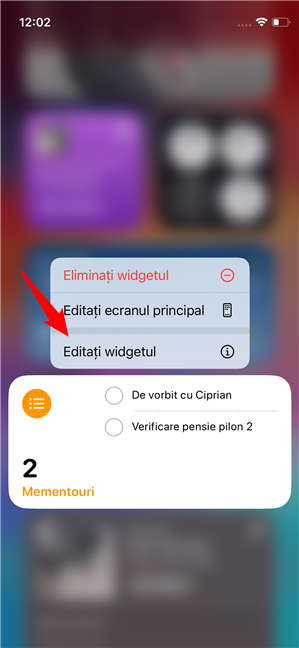 EditeazÄƒ un widget interactiv pe iPhone