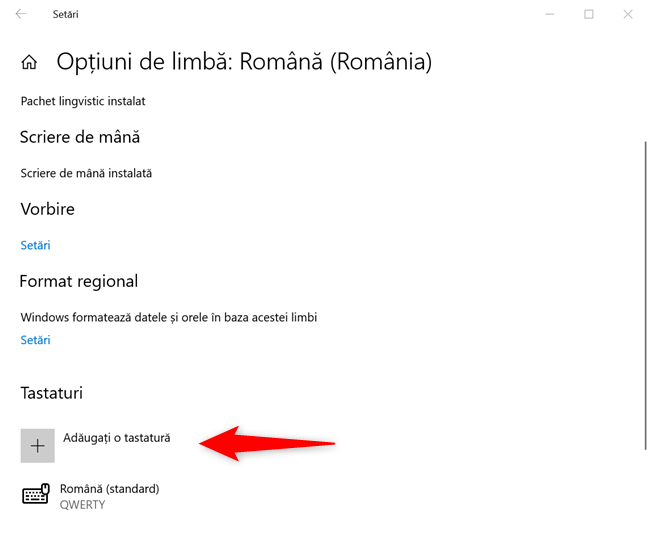 Pentru alt È™ablon de tastaturÄƒ, apasÄƒ pe AdÄƒugaÈ›i o tastaturÄƒ