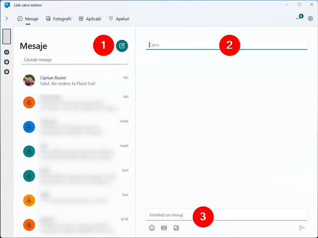 Trimiterea unui mesaj text din Windows prin Link cÄtre telefon