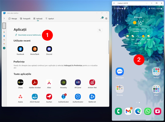 Deschide ecranul telefonului cu Android pe Windows