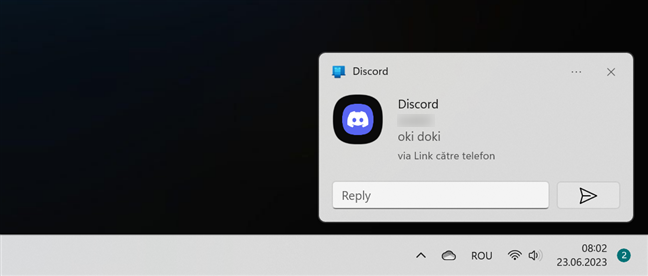 Primirea unei notificÄri din aplicaÈia Link cÄtre telefon în Windows
