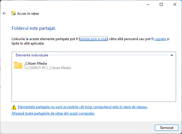 Expertul de partajare din Windows 11