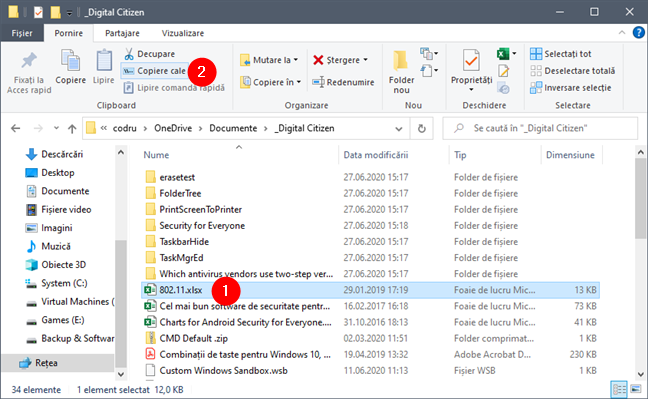 CopiazÄƒ calea cÄƒtre un fiÈ™ier din File Explorer Ã®n Windows 10