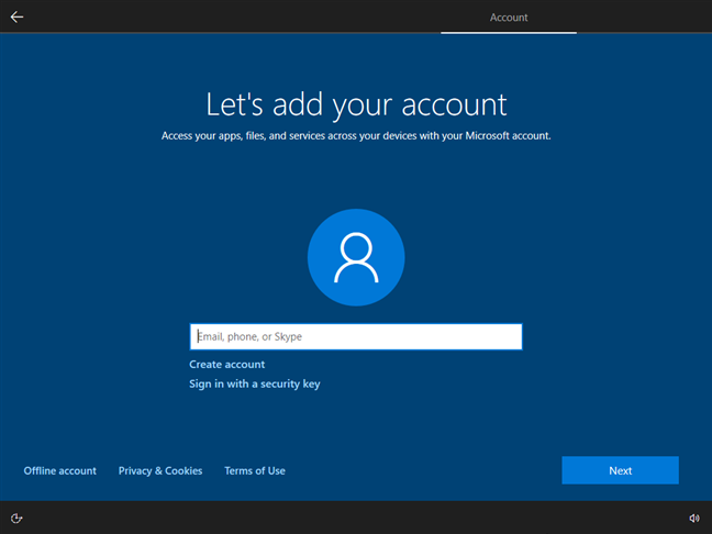 Când instalezi Windows 10, Èi se cere un cont Microsoft
