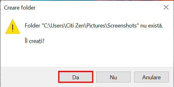Recrează folderul implicit din Windows 10 pentru a restabili locația inițială pentru salvarea capturilor de ecran