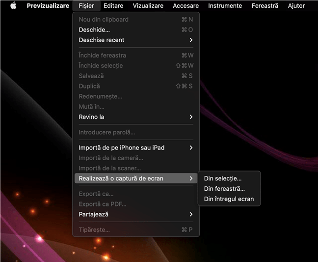 Previzualizare oferă trei moduri de a face screenshoturi pe Mac