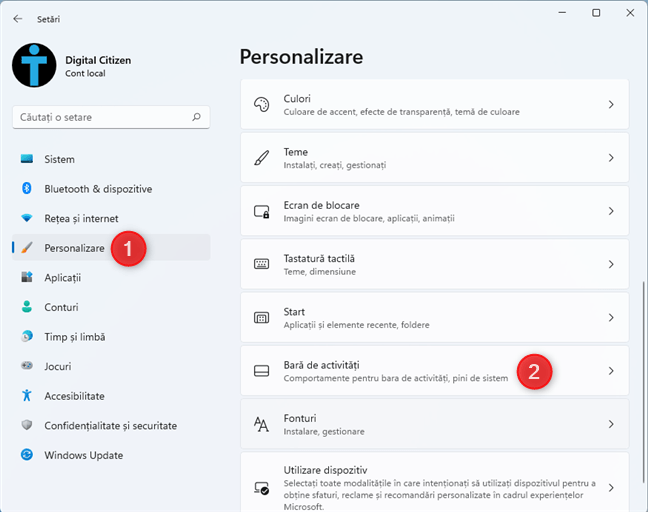 Mergi la Personalizare -> BarÄ de activitÄÈi