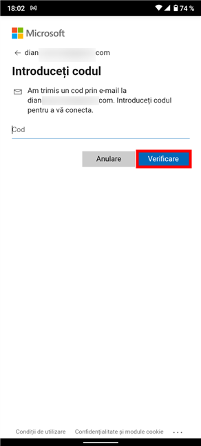 Verifică-ți identitatea pentru a seta Microsoft Authenticator