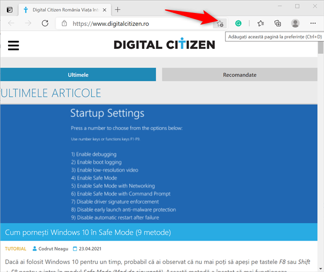 AdaugÄƒ o paginÄƒ la PreferinÈ›ele din Microsoft Edge