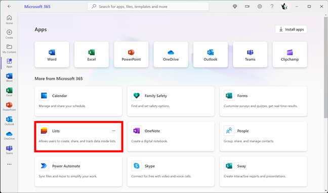 PoÈ›i accesa Microsoft Lists din aplicaÈ›ia Microsoft 365 (Office)