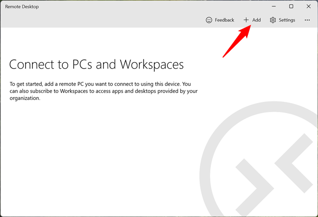 Butonul Add (AdÄƒugare) din aplicaÈ›ia Microsoft Remote Desktop