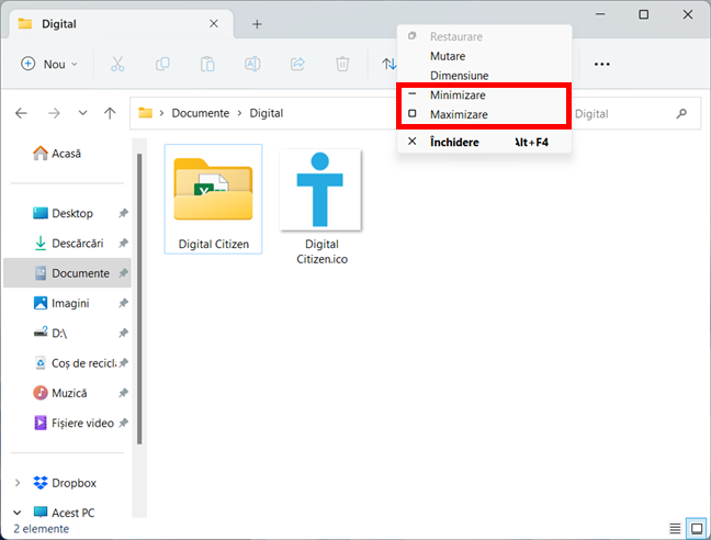 Deschide meniul barei de titlu È™i apasÄƒ Minimizare sau Maximizare