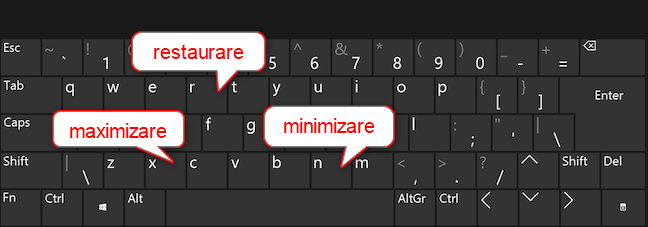 Deschide meniul barei de titlu Èi apasÄ N, X sau R