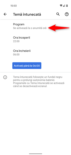 ProgrameazÄƒ cÃ¢nd Ã®ncepe automat Tema Ã®ntunecatÄƒ pe Android