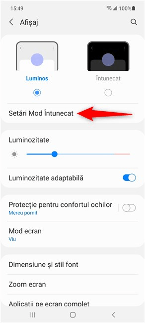 AcceseazÄƒ SetÄƒrile Mod ÃŽntunecat pe Android