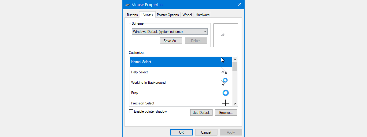 Schimbă dimensiunea, culoarea și grosimea indicatorului pentru mouse