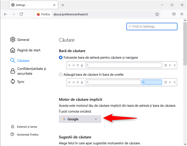 ApasÄƒ pentru a vedea motoarele de cÄƒutare implicite din Firefox