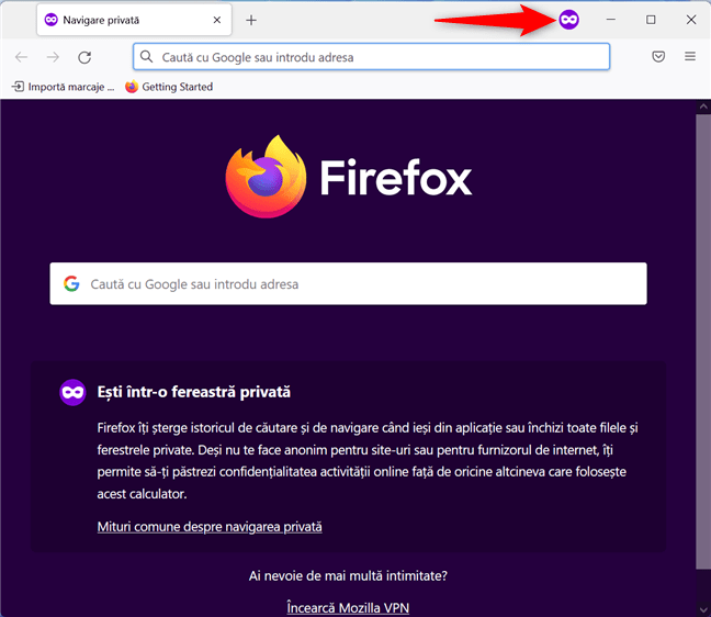 Modul incognito se numeÈ™te navigare privatÄƒ Ã®n Firefox