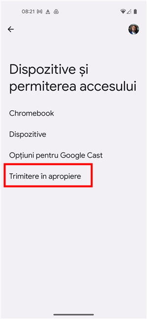 ApasÄƒ pe Trimitere Ã®n apropiere