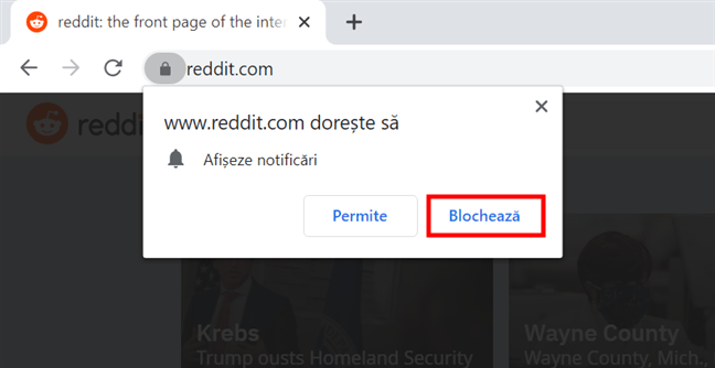 Cum blochezi notificÄƒrile Google Chrome din fereastra pop-up a unui site web