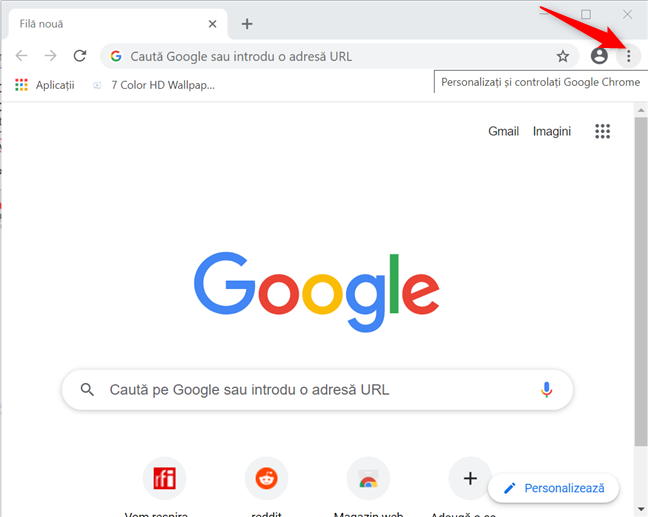 ApasÄƒ pe PersonalizaÈ›i È™i controlaÈ›i Google Chrome